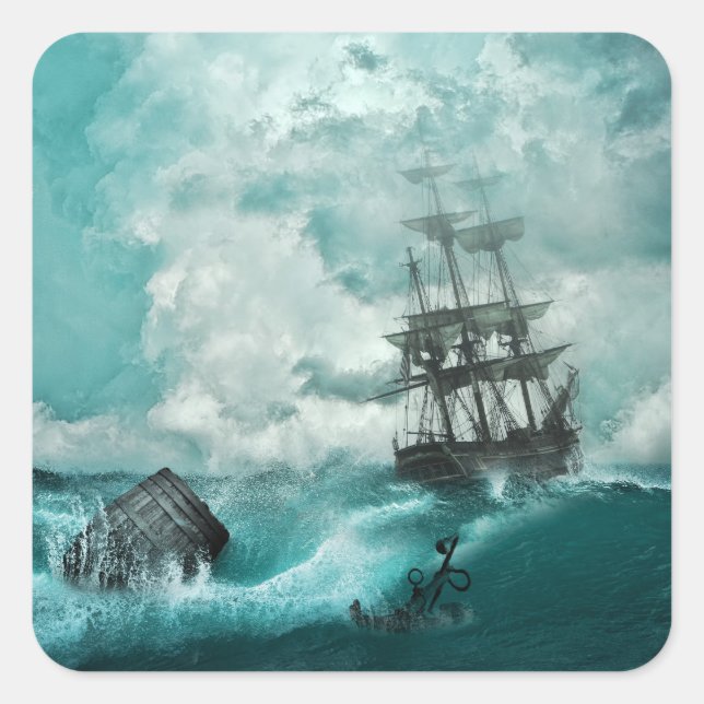 gamla frakter fyrkantigt klistermärke (Framsida)