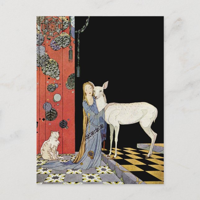 Gamla Fransken Fairy Tales: Bonne-Biche Vykort (Framsida)