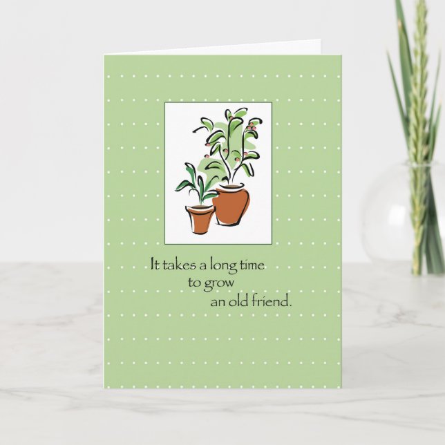 Gamla Friend Plant Birthday Kort (Framsida)