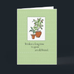 Gamla Friend Plant Birthday Kort<br><div class="desc">Det här är ett sött kort för en gammal vän som firar sin vänskap. Matchande frimärke är tillgängligt.</div>