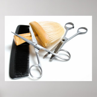 Gamla frisörers verktyg poster