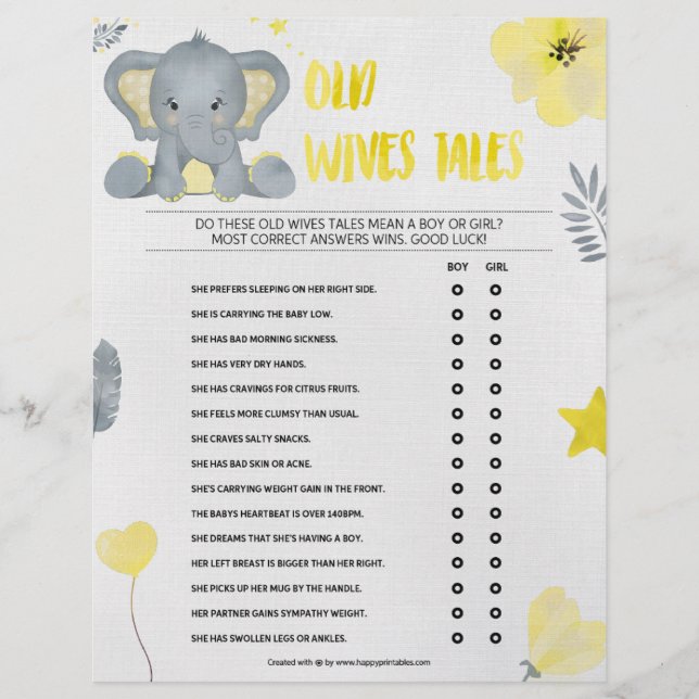 Gamla fruar Tales [Baby Elephant [Gult] Brevhuvud (Framsida)