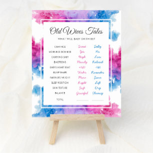 Gamla fruar Tales Baby Gender Reveal Party Game Poster