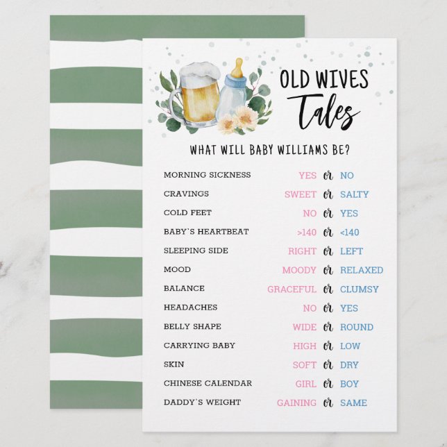 Gamla fruar Tales-Genderna för att visa babyskor (Fram/baksida)