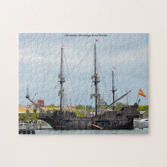 Gamla Galleon Frakt Florida. Jigszle Puzzle Pussel (Horisontell)