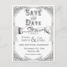 Gamla gammaldags Victorian Ceremony Spara datumet Meddelande Vykort