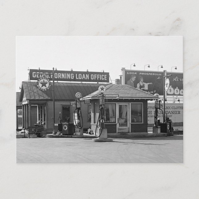Gamla Gas Station, 1920-talet Vykort (Framsida)