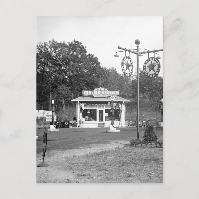 Gamla gas station, 1925 vykort (Framsida)