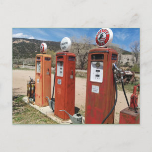 Gamla gaspumps vykort