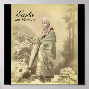 Gamla Geisha-fotocirca Winter 1885 Poster