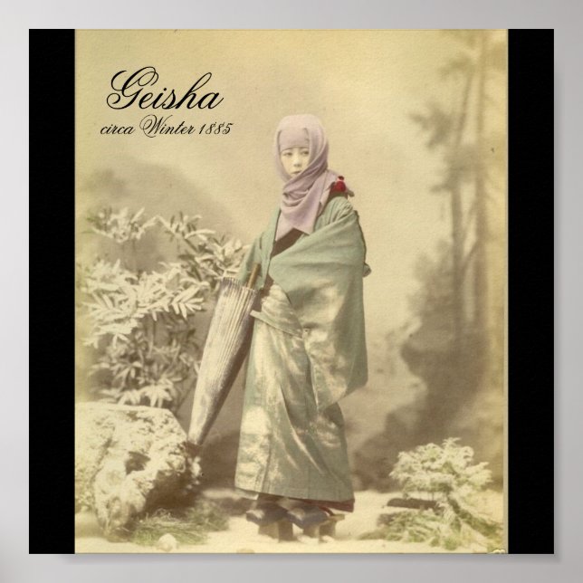 Gamla Geisha-fotocirca Winter 1885 Poster (Framsidan)