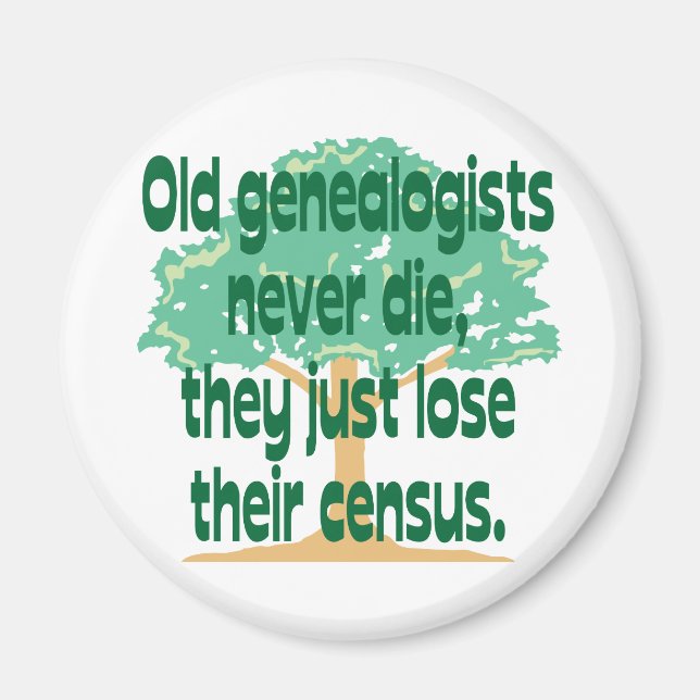 Gamla genealogister dör aldrig magnet (Framsidan)