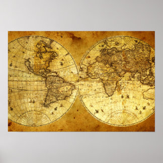 Gamla Golden World Map Poster