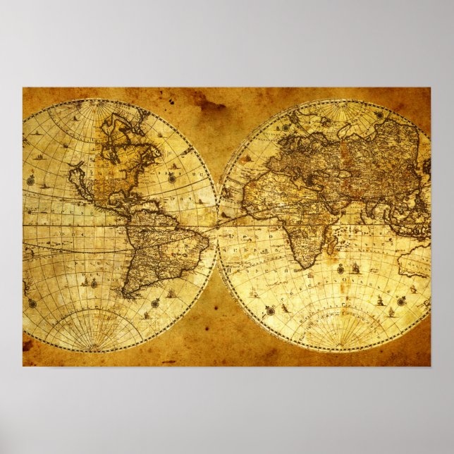 Gamla Golden World Map Poster (Framsidan)