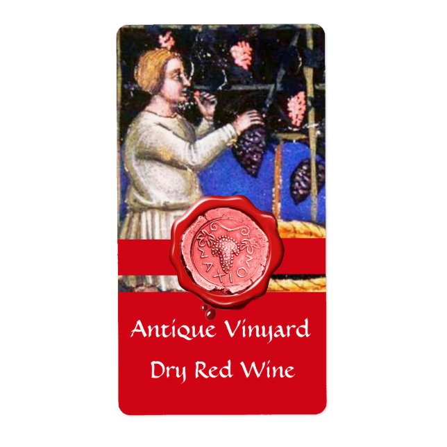 GAMLA GRAPE VINEYARD HARVEST RED VAX SEAL RIBBON FRAKTSEDEL (Framsidan)