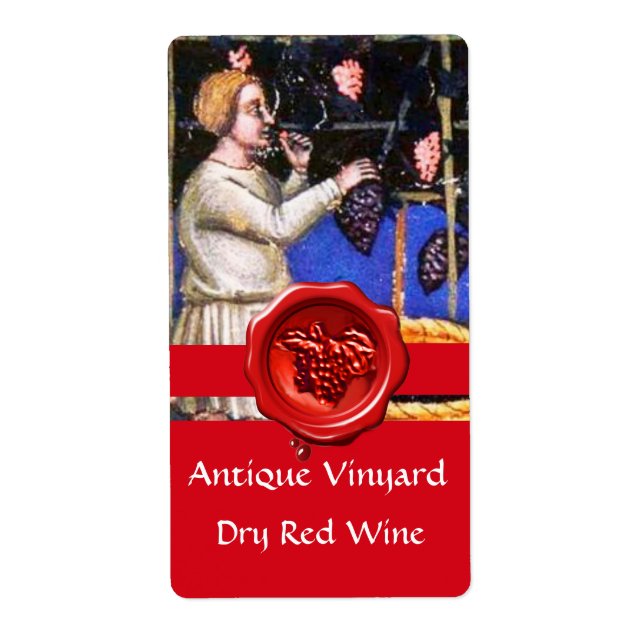 GAMLA GRAPE VINEYARD HARVEST RED VAX SEAL RIBBON FRAKTSEDEL (Framsidan)