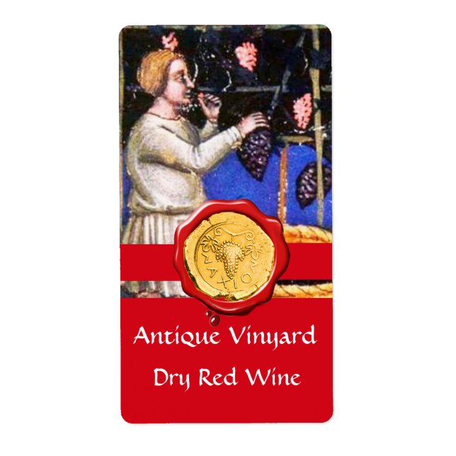 GAMLA GRAPE VINEYARD HARVEST RED VAX SEAL RIBBON FRAKTSEDEL (Framsidan)