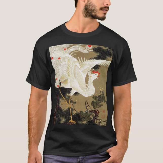 Gamla Gräs Träd och vit Phoenix av Ito Jakuchu T Shirt (Framsida)