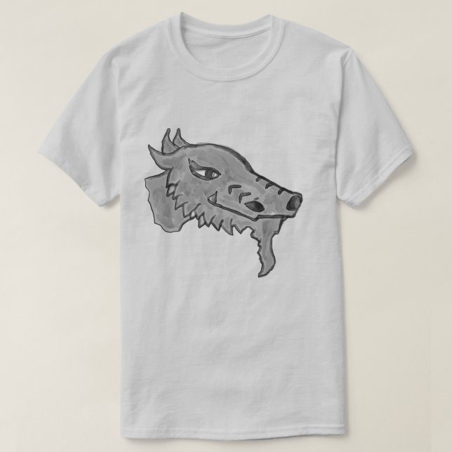 Gamla Grått Dragon T Shirt (Design framsida)
