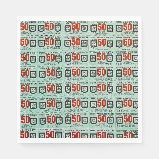 Gamla Grönt Frimärke Pappersservett (Framsidan)