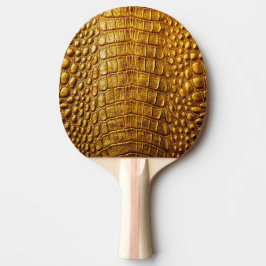 Gamla Guld Crokodile Alligator Skin Faux-läder Pingisracket