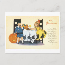Gamla Halloween, Boy & Girl Vykort