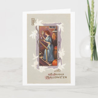 Gamla Halloween, Dam med Hand spegel Kort