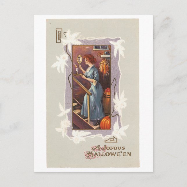 Gamla Halloween, Dam med Hand spegel Vykort (Framsida)