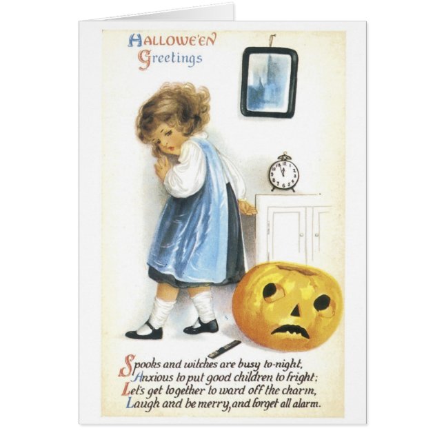 Gamla halloween-flickor hälsningskort (Framsidan)