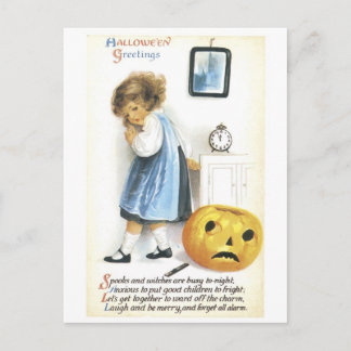 Gamla halloween-flickor vykort