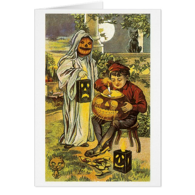 Gamla Halloween, Jack-o-lantern Hälsningskort (Framsidan)