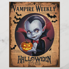 Gamla Halloween Newspaper Vampire Scrapbook Papper