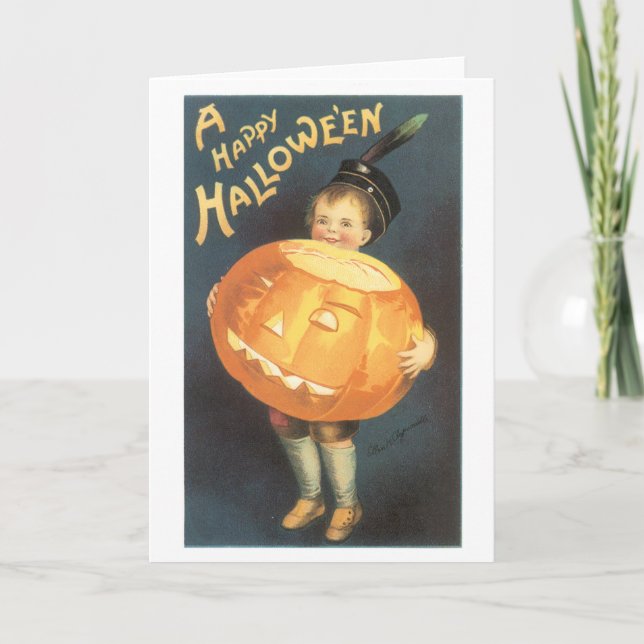 Gamla Halloween, Pojken som håller Pumpkin Kort (Framsida)