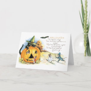 Gamla Halloween, svart katt och möss Kort