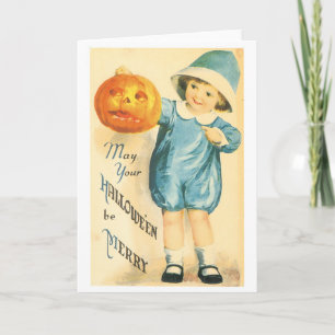Gamla Halloween, tjejen som håller Pumpkin Kort