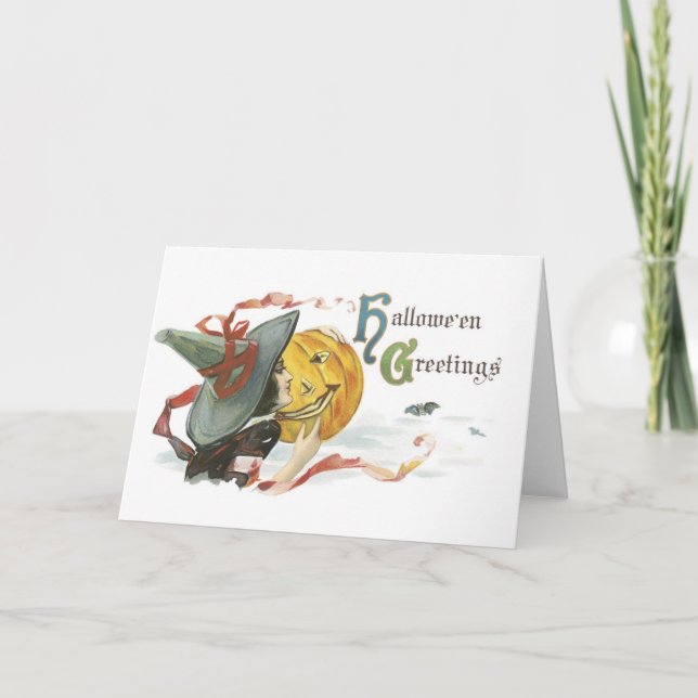 Gamla Halloween, Witch & Jack-o'lantern Kort (Framsida)