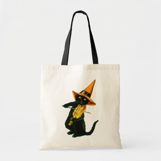 Gamla Halloween, Witch-katt spela Violin Tygkasse (Framsidan)