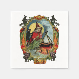 Gamla Halloween, Witch med Black cat Pappersservett