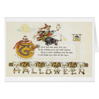 Gamla Halloween, Witch med Uggla Hälsningskort