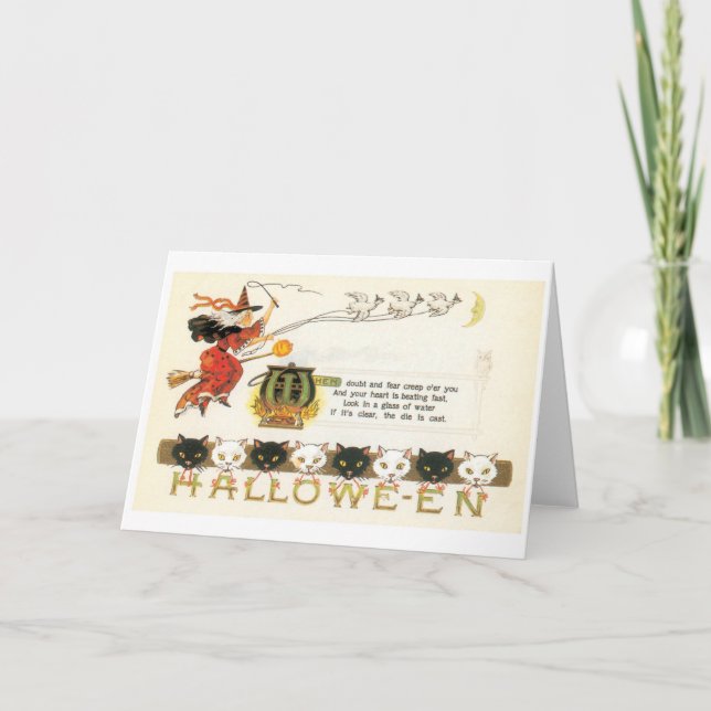Gamla Halloween, Witch och Cats Kort (Framsida)