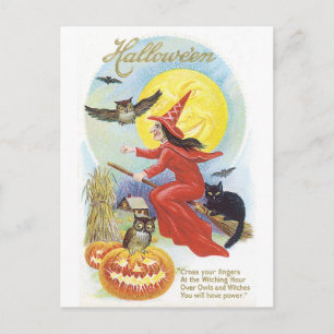 Gamla Halloween, Witch och Uggla Vykort
