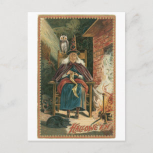 Gamla Halloween, Witch Vykort