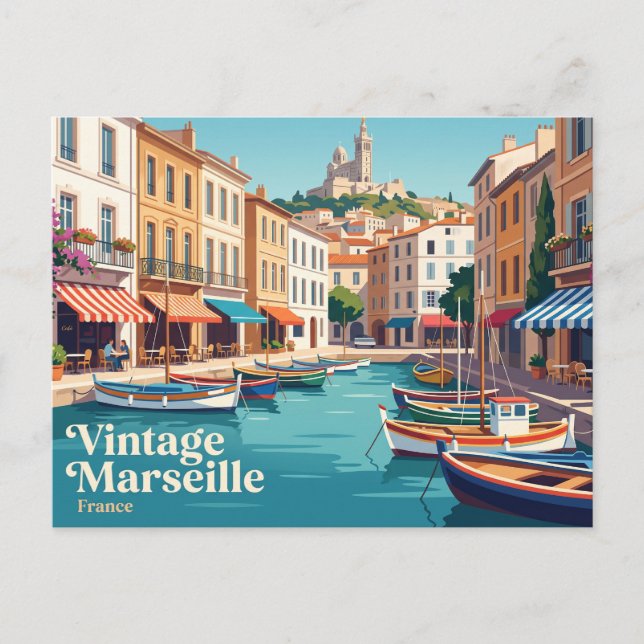 Gamla hamnen i Marseille Frankrike Vykort (Framsida)