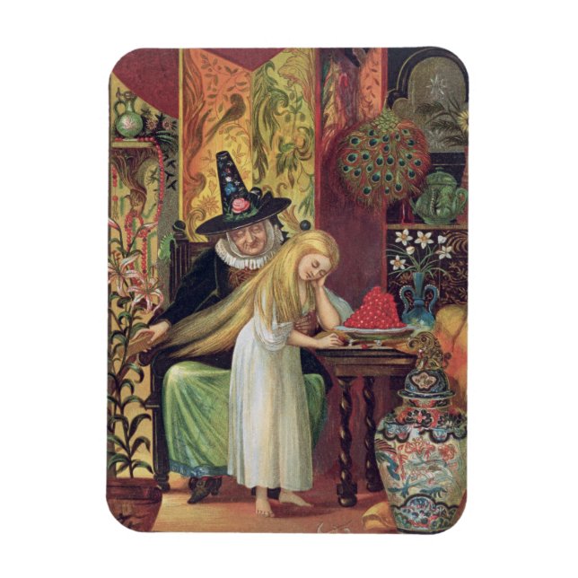 Gamla häxan mot Gerdas hår med gyllene c Magnet (Vertikal)