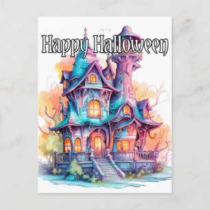 Gamla, hemsökta huset Halloween Vykort