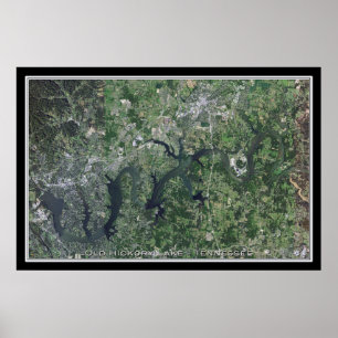 Gamla Hickory Sjö Tennessee Satellite Poster Karta