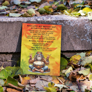 Gamla Hippie Man-Födelsedagsfesten Inbjudningar