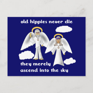 Gamla hippies dör aldrig vykort