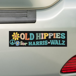 Gamla hippies till Harris Walz 2024 Bildekal