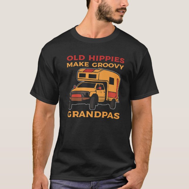 Gamla Hippies tillverkar groovy Grandpas Hippie Ld T Shirt (Framsida)
